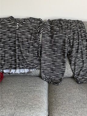 Anne Klein Black and White Striped Pajama Set